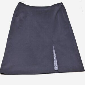 Giorgio Armani Black A-line Skirt Offset slit Sz 42 / 6  Unique details Italy